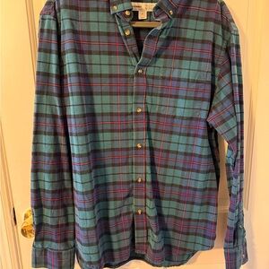 Old Navy Teal and Red Plaid Button Down Shirt